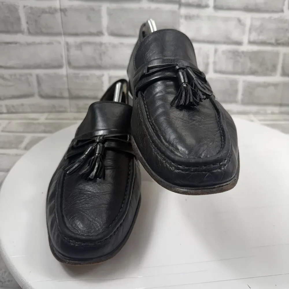 Bally Vintage Men’s Size 13 D Black Leather Tassels Loafers Shoes